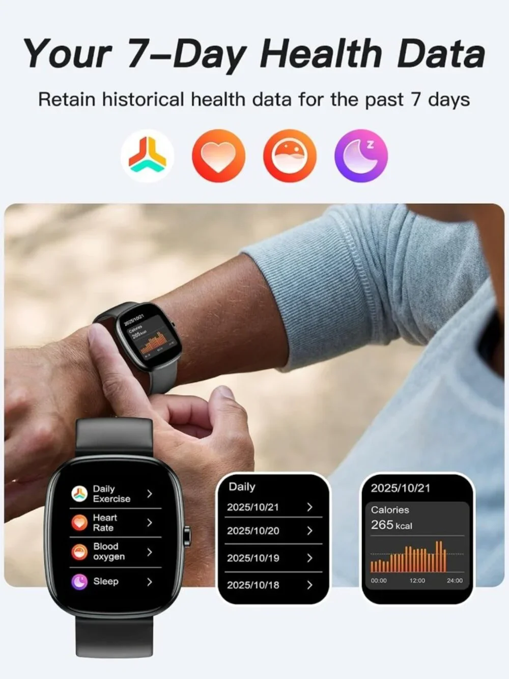 1.8” Fitness Tracker Watch - No Bluetooth/App Needed, Activity & Health Monitor